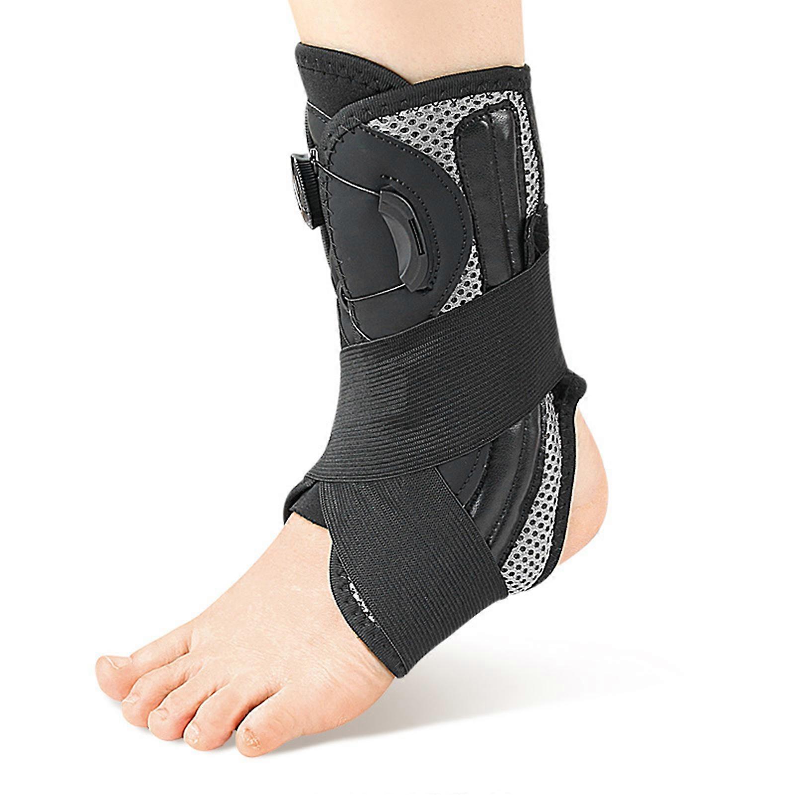 Elastic Ankle Compression Support With Rotatable Design Highly Density Spring Stabilizers Breathable Material For Athletic Performances  Gray black S