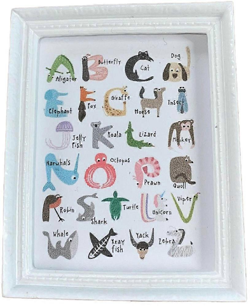 دمى بيت الحيوان الأبجدية الصورة في إطار أبيض مصغرة حضانة ملحق