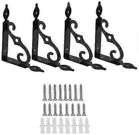 4 Piece Shelf Brackets Set Cast Iron Shelf Brackets Rust Prevention Heavy Duty Brackets Wall Bracket