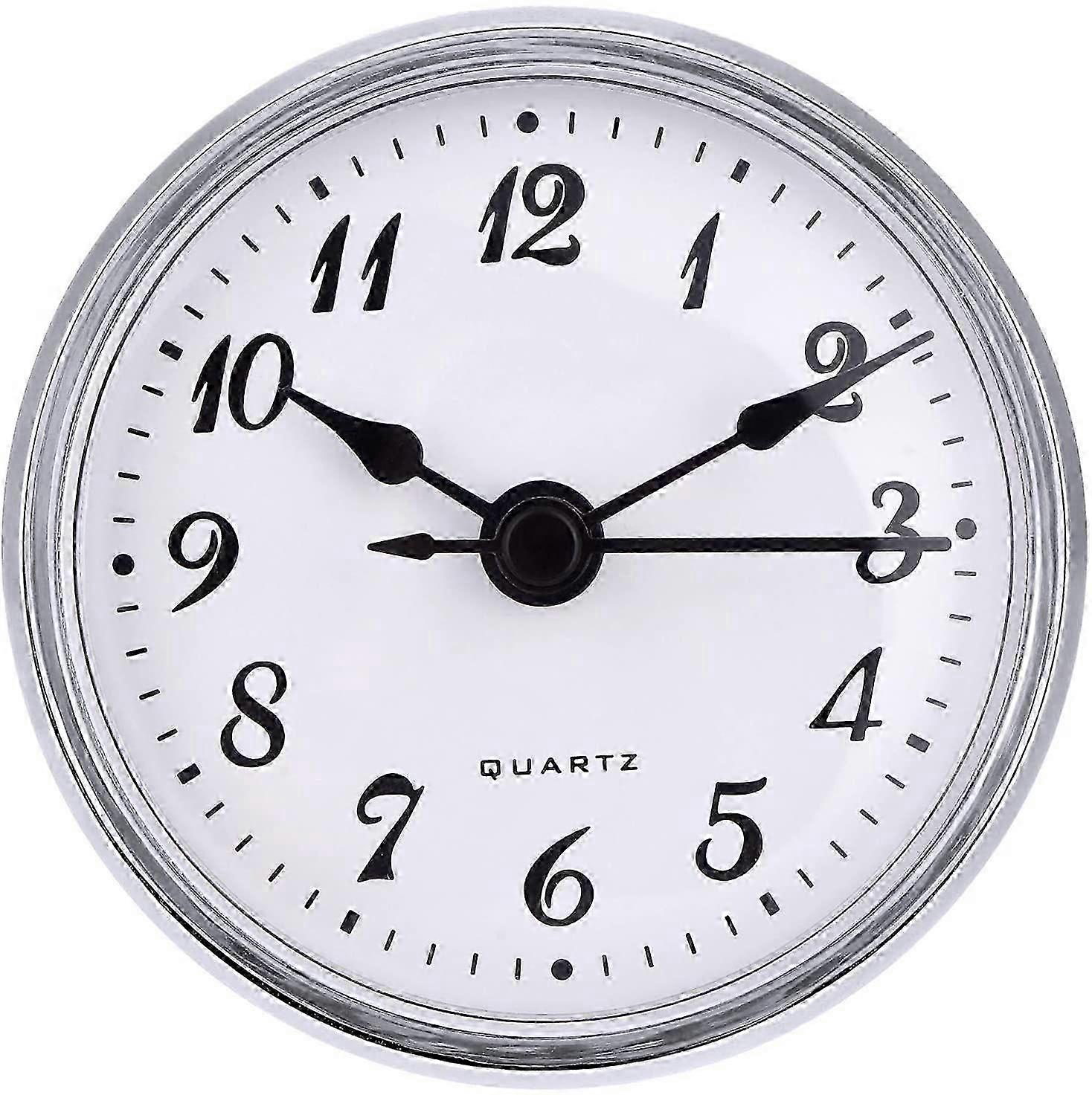 2.8 Inch/ 70 mm Quartz Clock Insert, Gold Trim, Arabic Numeral, Quartz Movement (Silver Trim) p