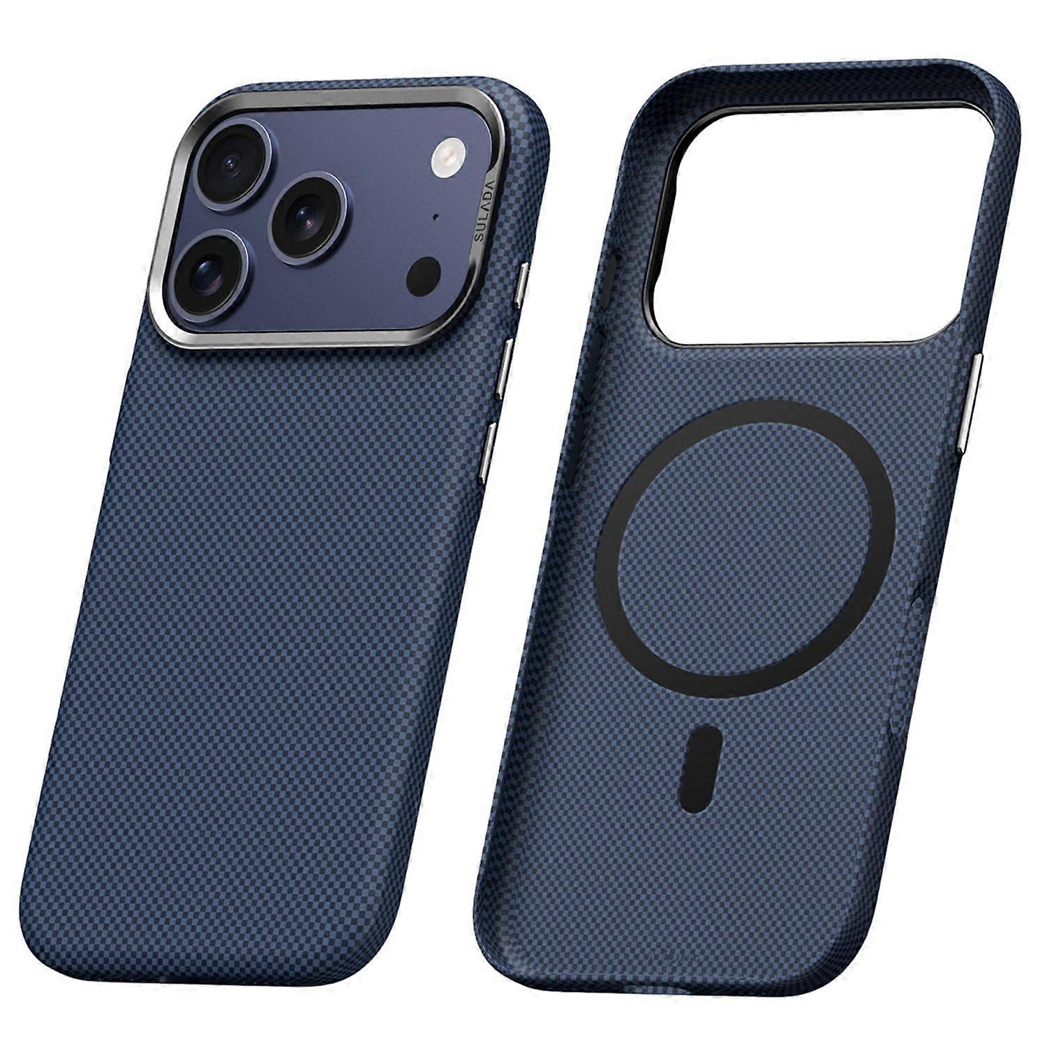 SULADA For iPhone 17 Pro Max Protective Magnetic Case Grid Textured Anti Fingerprint Phone Cover - T