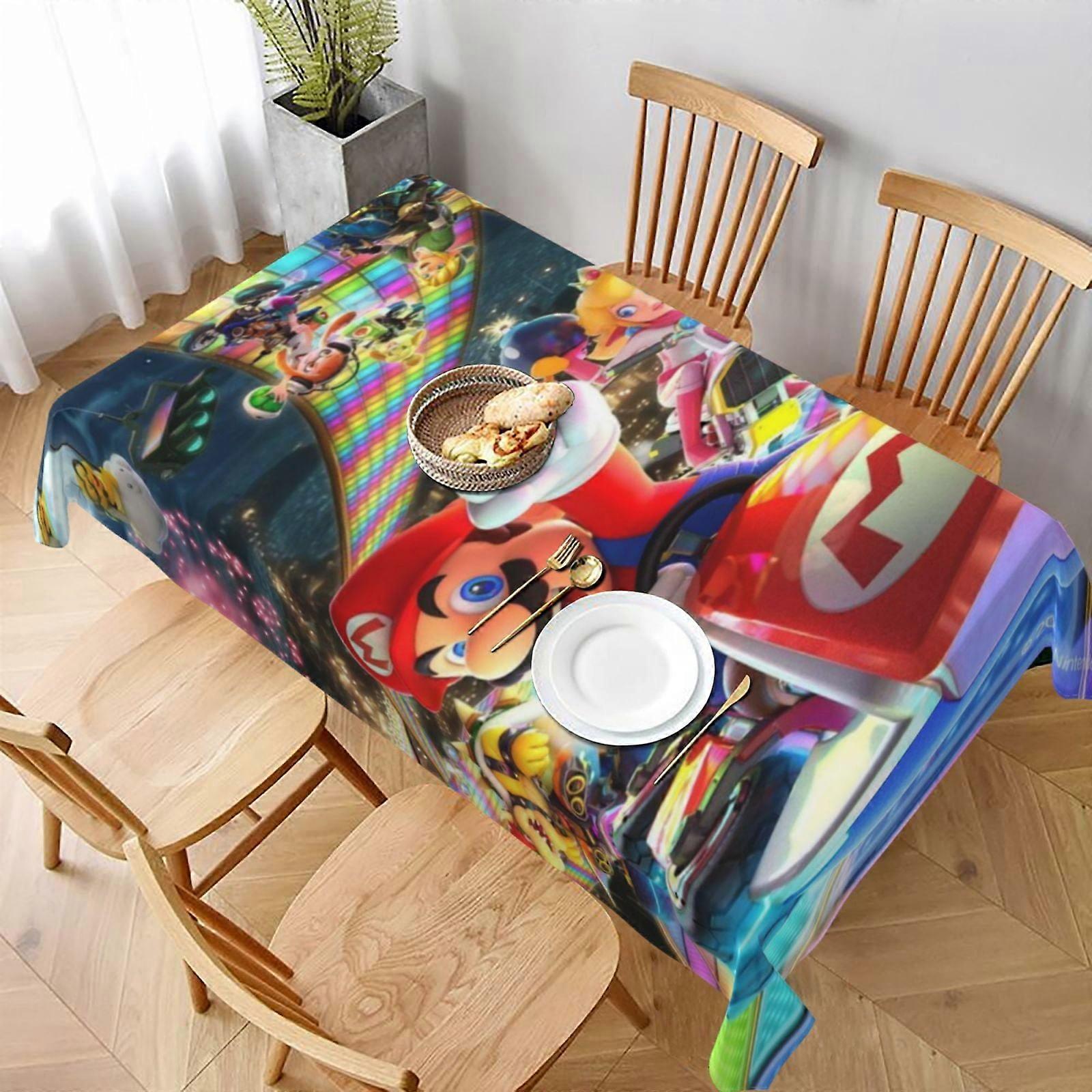 Mario Rectangular Tablecloth Water Resistance Antiwrinkle Spillproof Soft Fabric Table Cloth 60"X90"