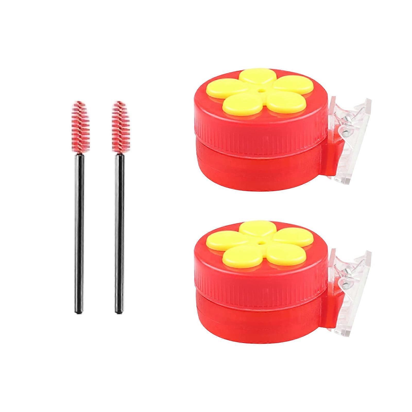 Penkiiy 2 Pcs Handheld Hummingbird Feeders, Mini Plastic Window Feeders with Clip & Brush for Hummingbird House, Flowerpot, Tree Branch