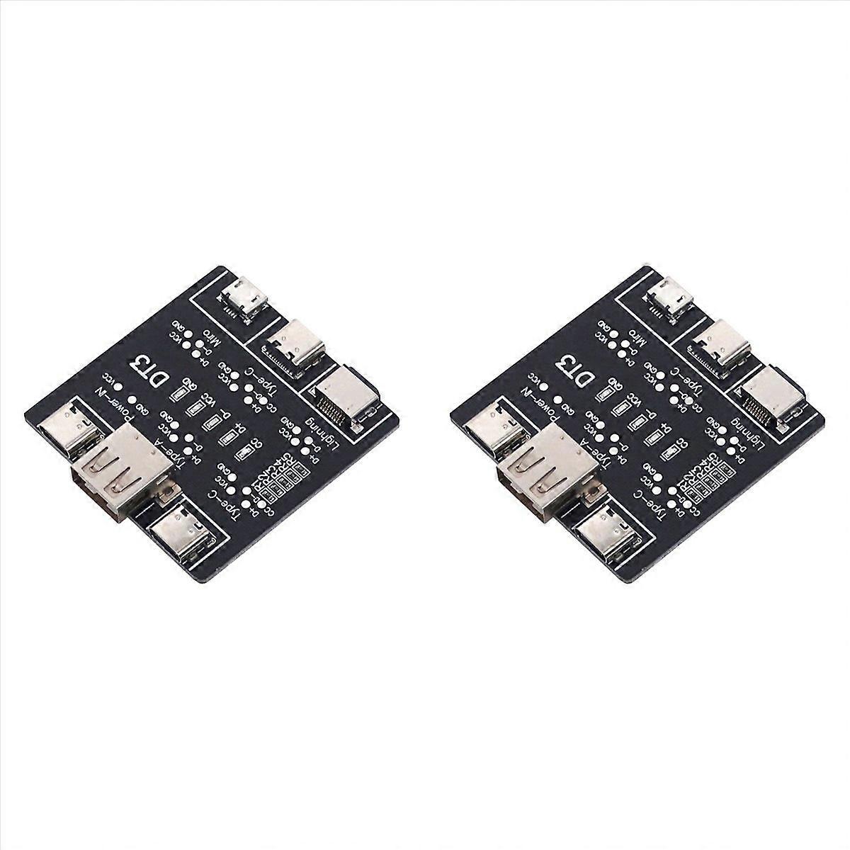 2X USB Data Line Detection Board for IOS Android Micro-USB Type-C Short Circuit Switch Detection Boa