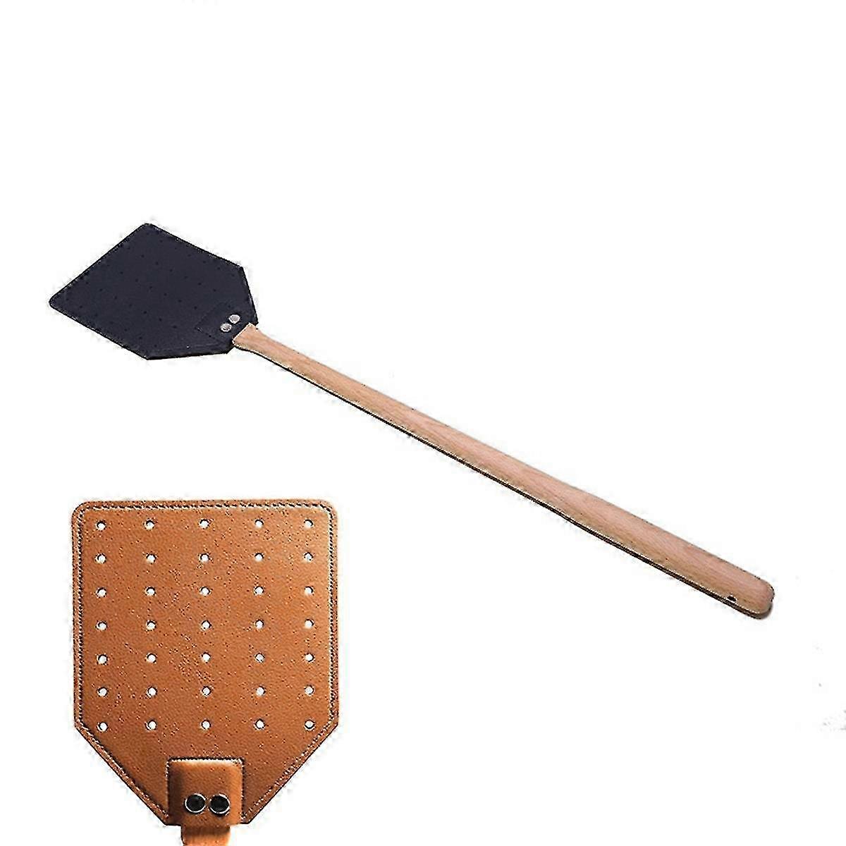 2 قطعة من الجلد ذبابة الزنجار مع مقبض خشبي طويل - قوي للاستخدام الداخلي والخارجي