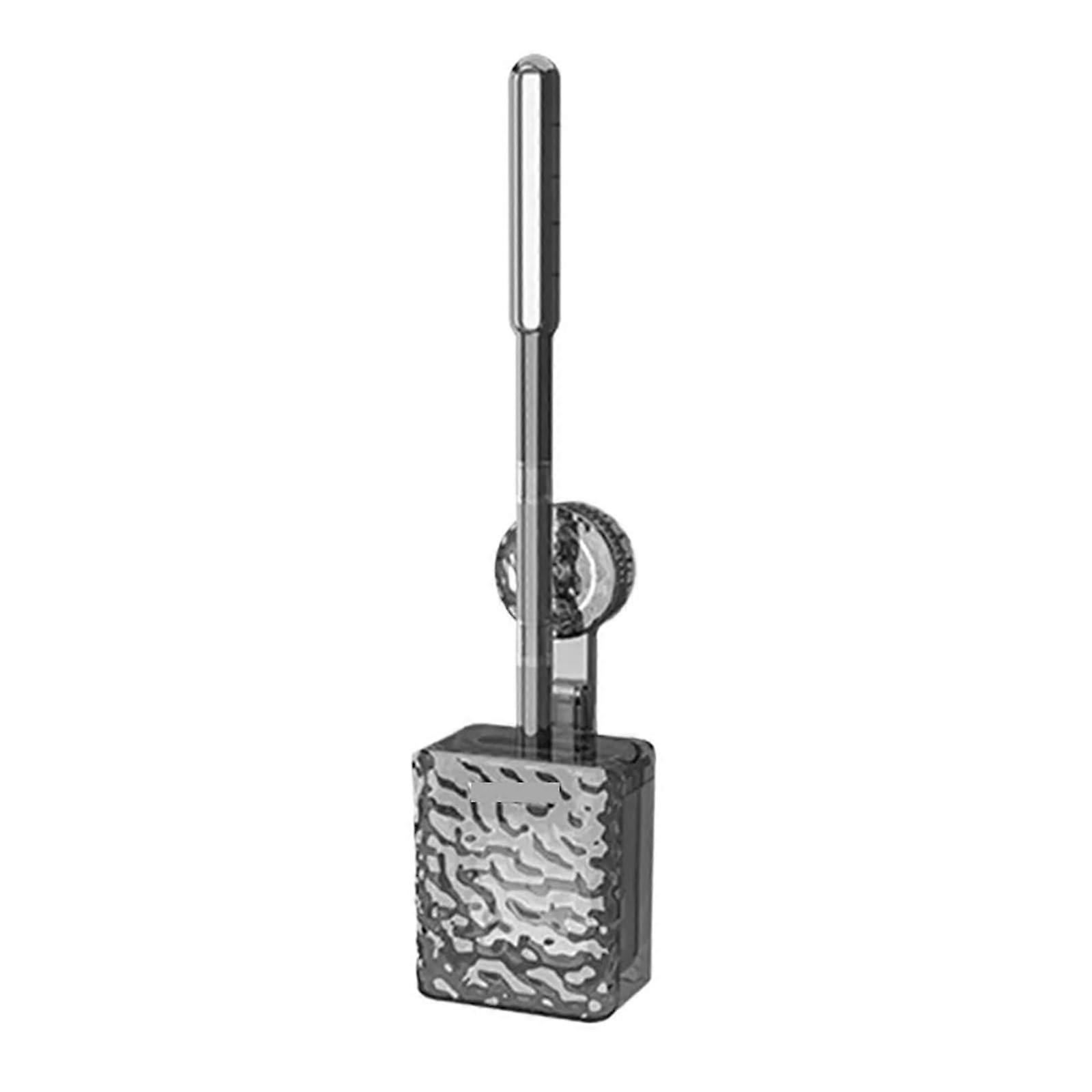 Toilet Brush with Holder Set, Long Handle Glacier Pattern, Wall Mounted, Comfortable Grip, Grey