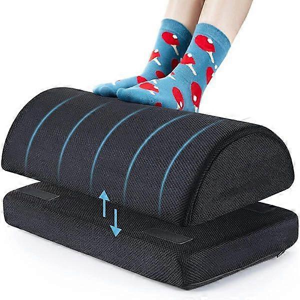 Footrest for under desk at work, adjustable footrest with 2 height options, foam stool