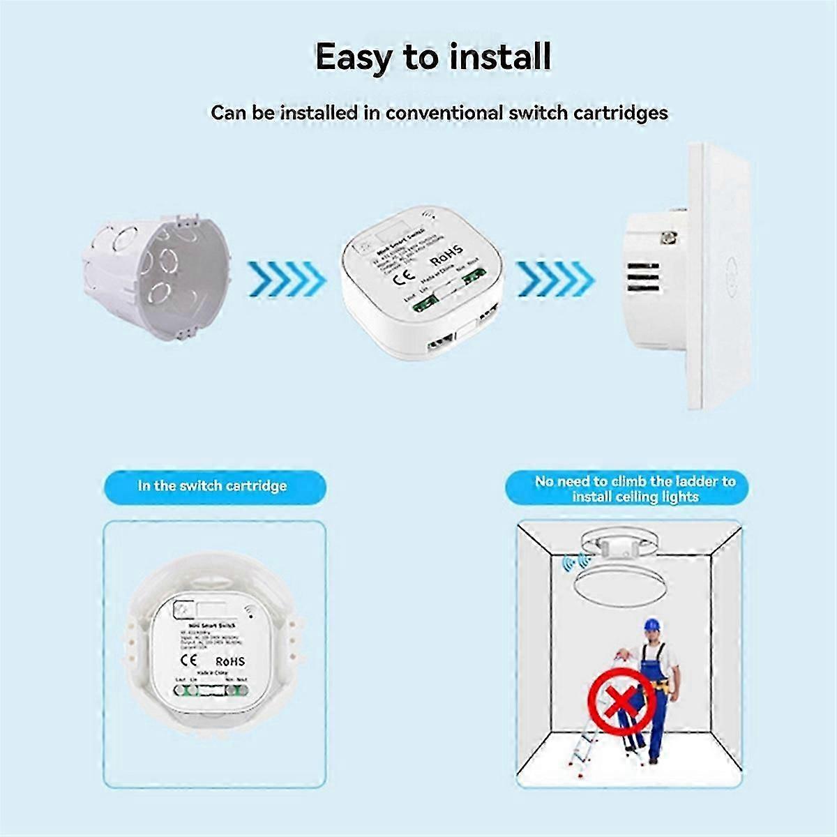 Self Powered Wireless Light Switch and Receiver Kit Remote Control Wall Switch Lighting Fixtures