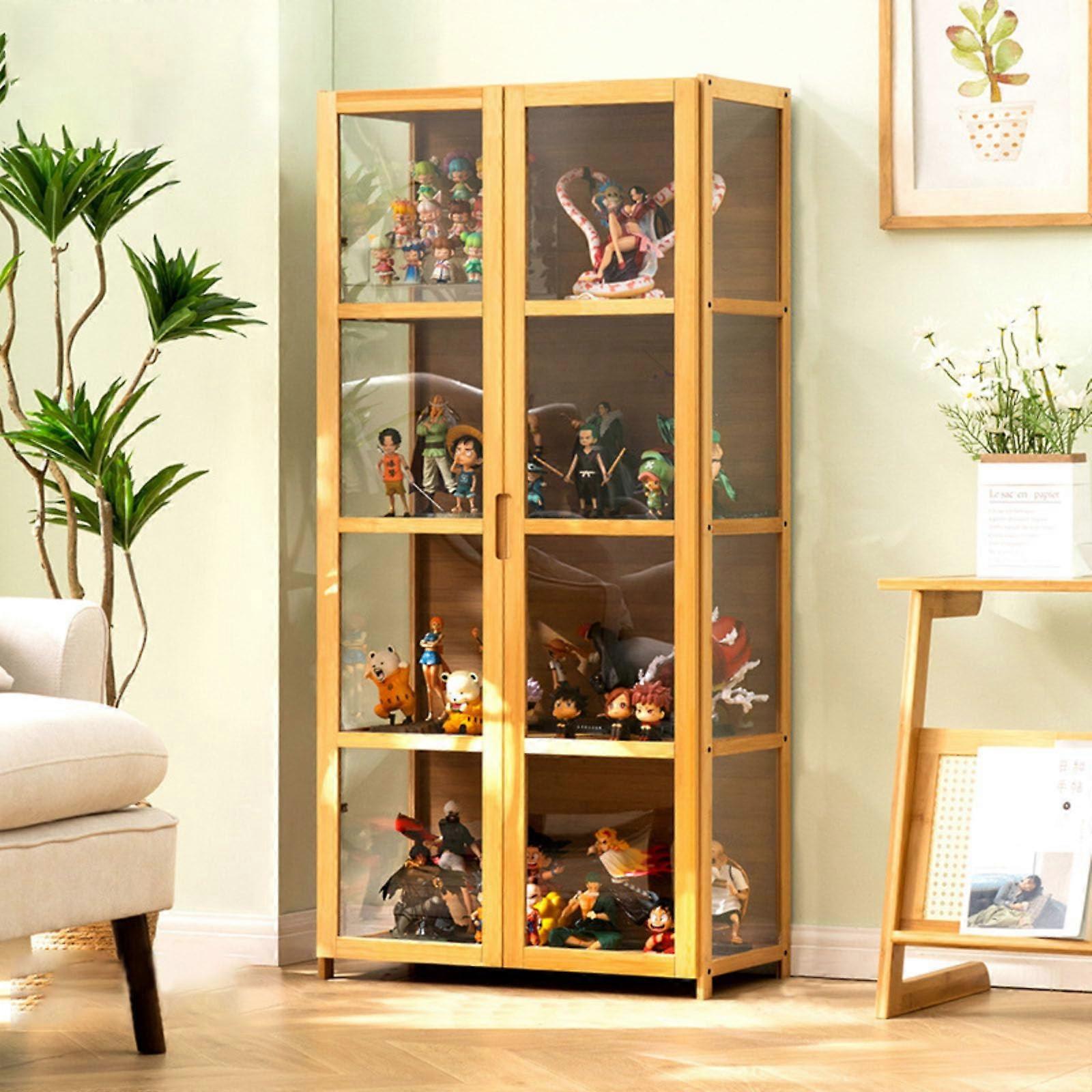 Acrylic Display Cabinet Dustproof Transparent Case 62x33x130 cm Woodcolor Easy to Open