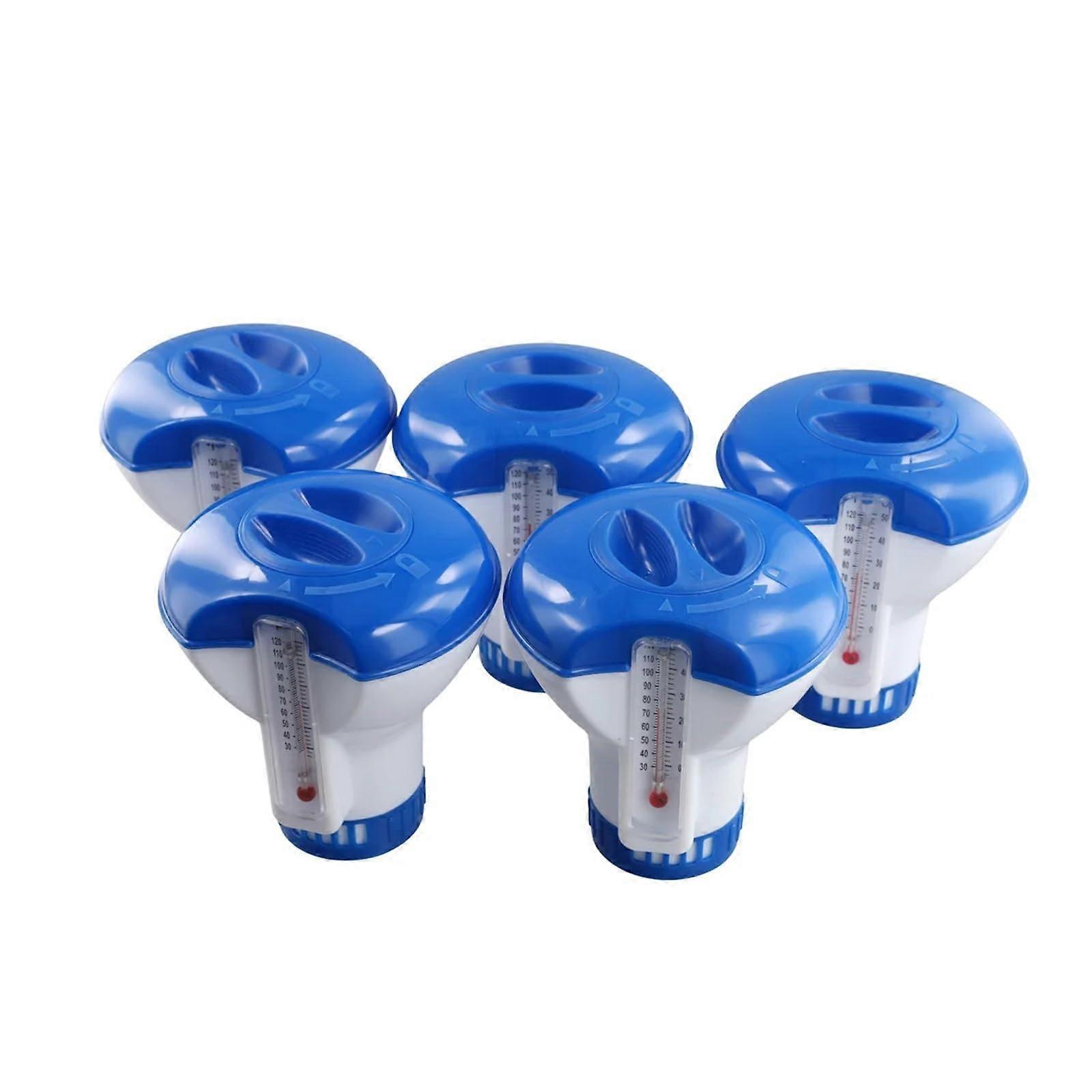 Pool Thermometer Floating Dispenser Set of 5 with Automatic Temperature Gauge for Swimming Pools