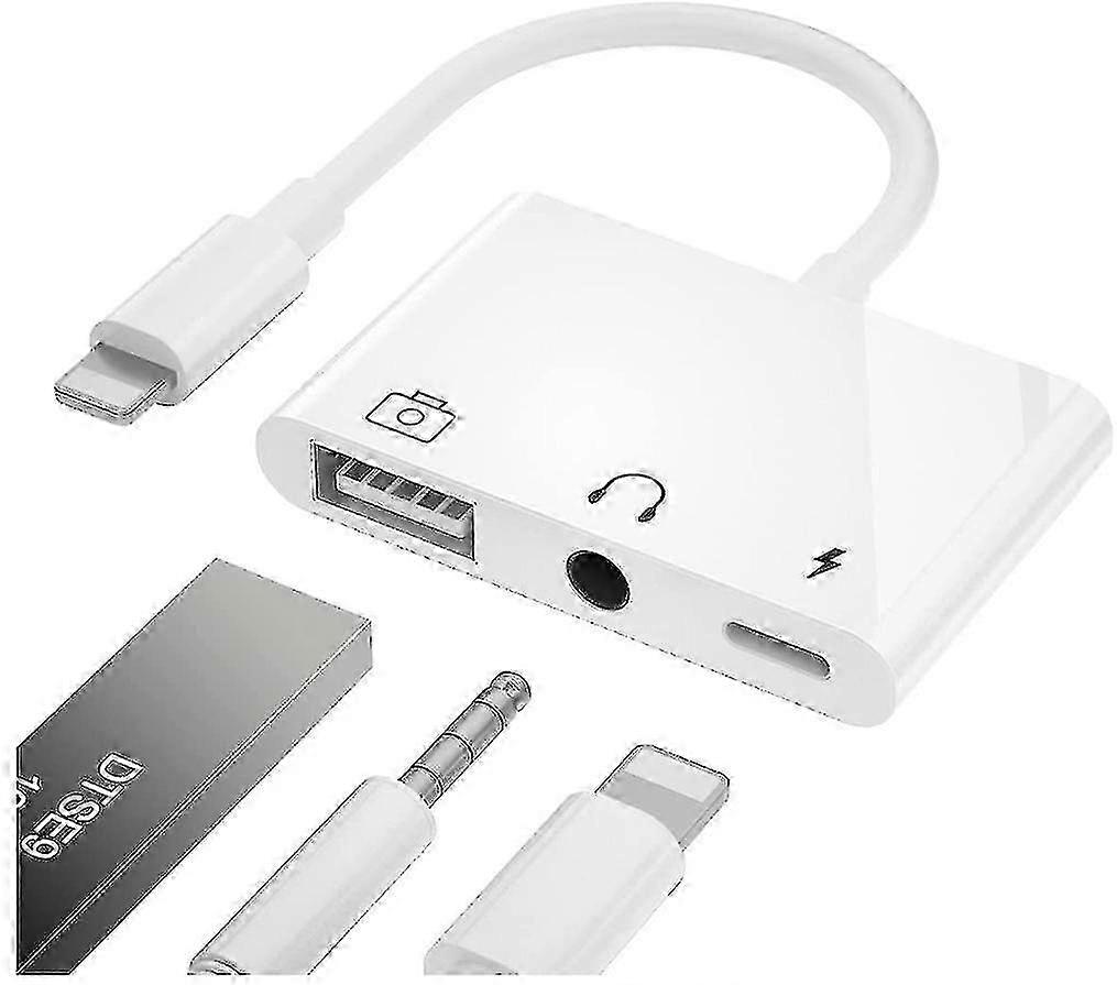 USB 3.0 OTG Adapter for iPhone, with 3.5mm Jack and Power