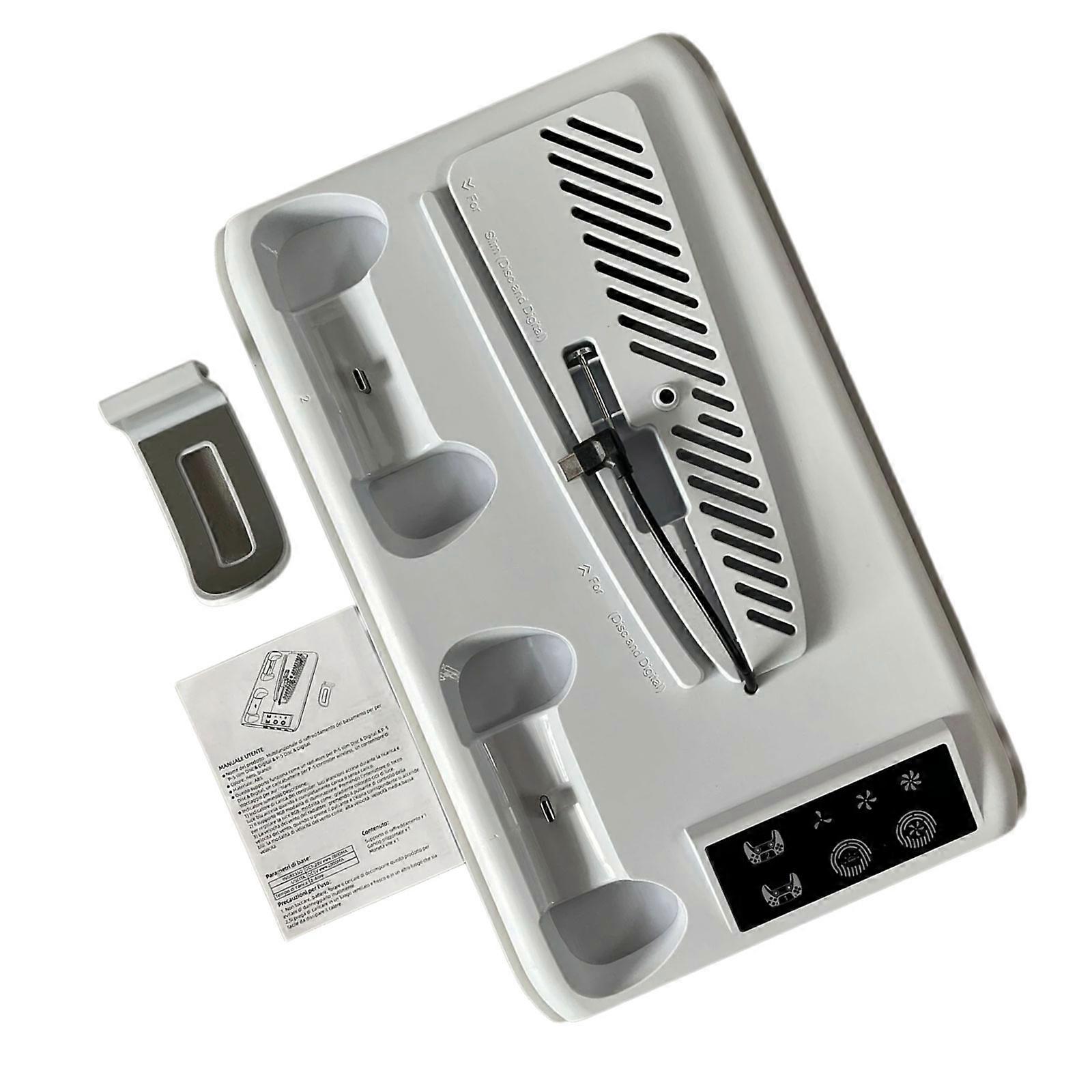 Cooling and Charging Solution for Slim Featuring Controller Dock and Three Speed Cooling Fan for Various Version  White