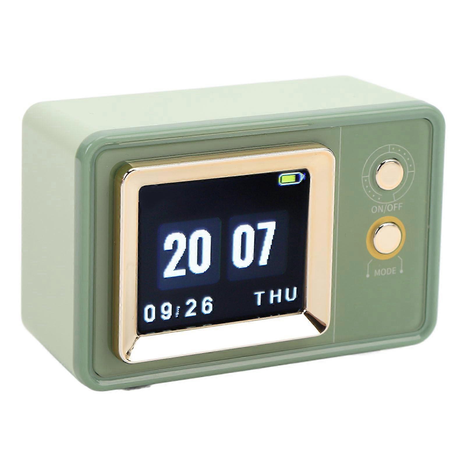 Bluetooth Speaker with Projection Alarm Clock, HiFi Sound, Dynamic Lyrics Display, Retro Green