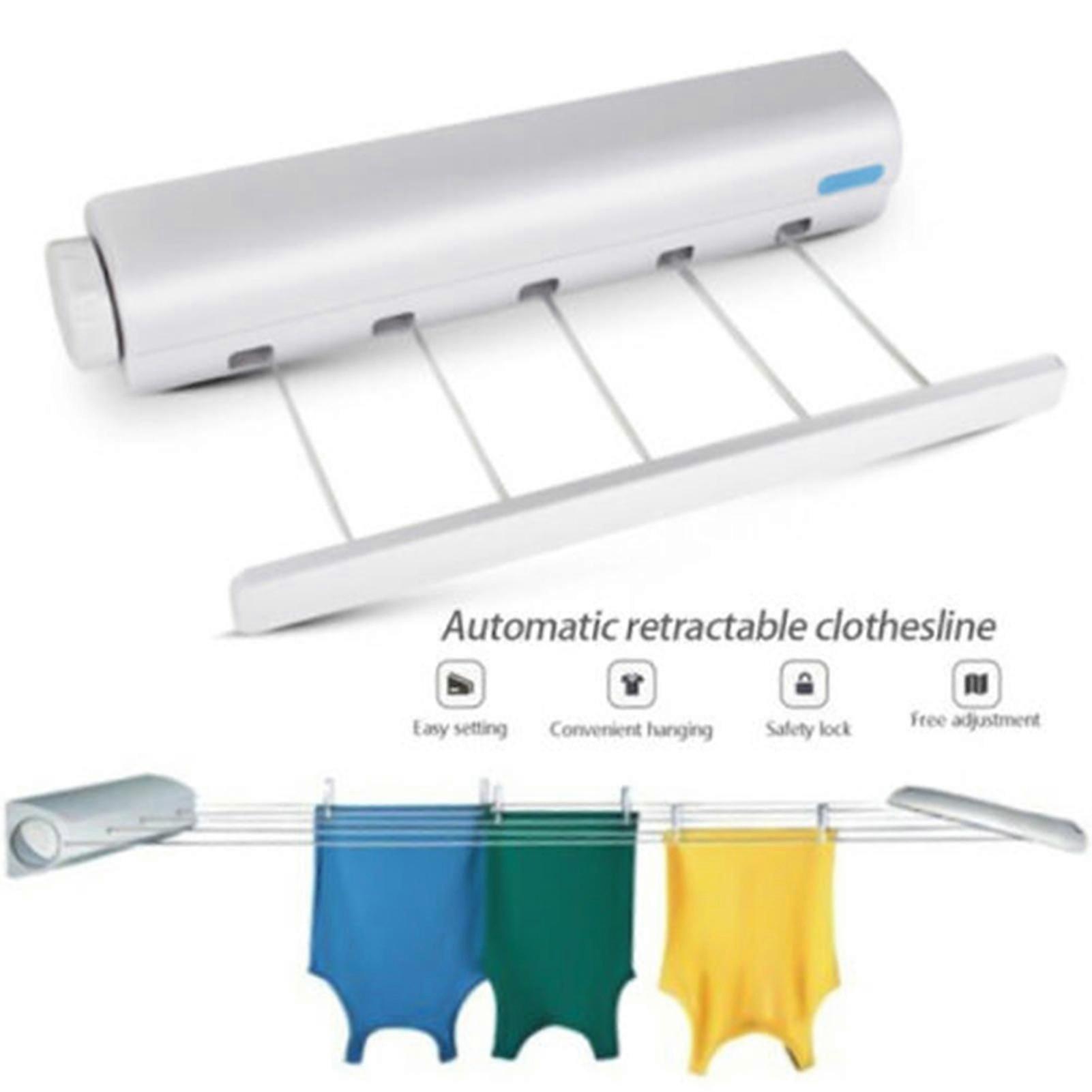 Wall Mounted Retractable Laundry Line for Drying Clothes in Compact Spaces