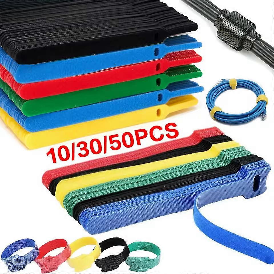 10/30/50pcs Cable Organizer Reusable Hook and Loop Cable Ties Cable Management Cable Winder Tape Protector Phone Accessories