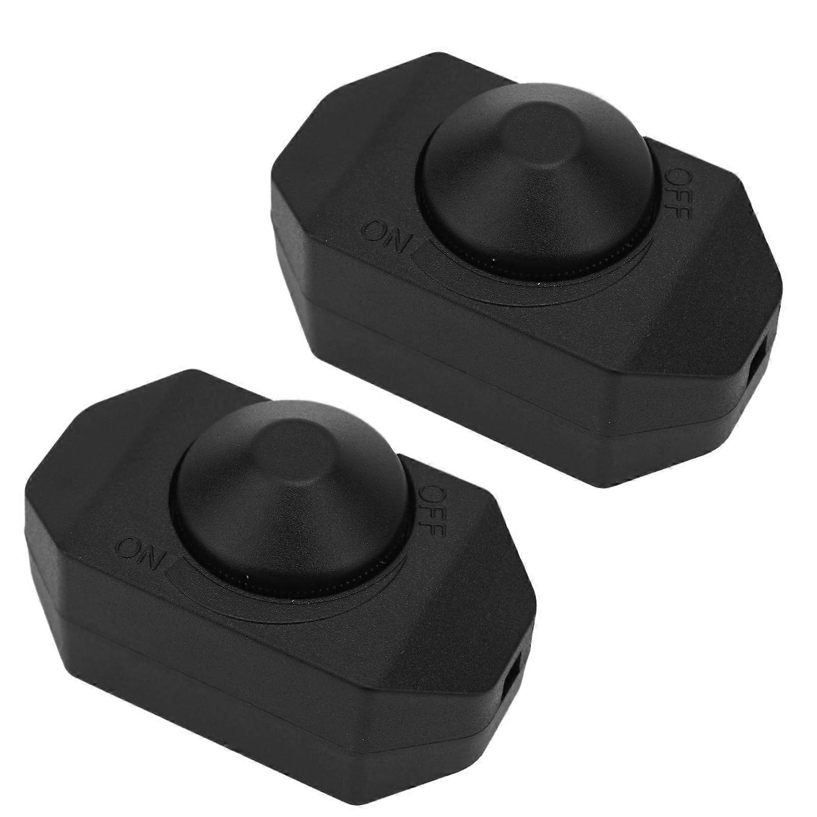 2pcs Black Inline Lamp Dimmer Switch with Rotary Brightness Control for Table Floor Pendant Lamps