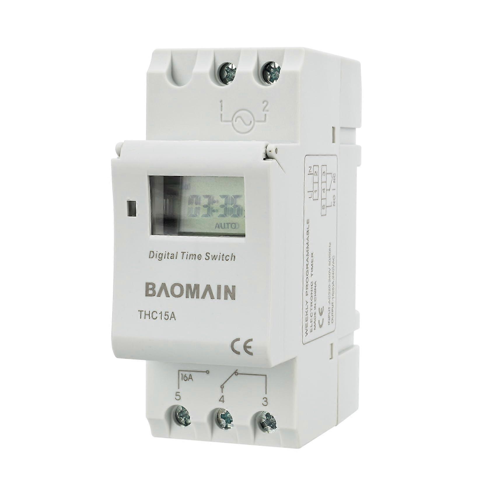 AC 220V Programmable Timer Switch with Digital LCD Display, Weekly Scheduling and 16A Capacity
