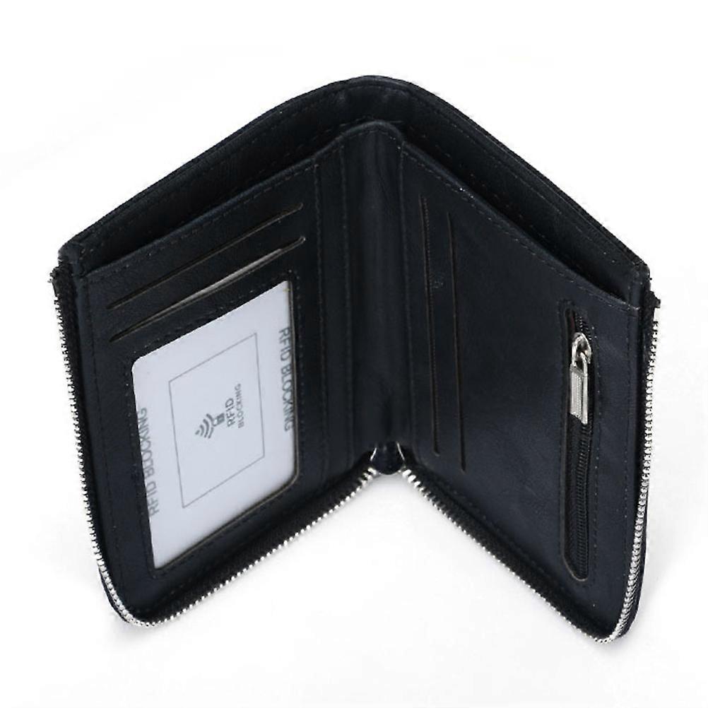 Rfid Wallet Blocking Short Wallet Multi-Card Zipper Purse for Men