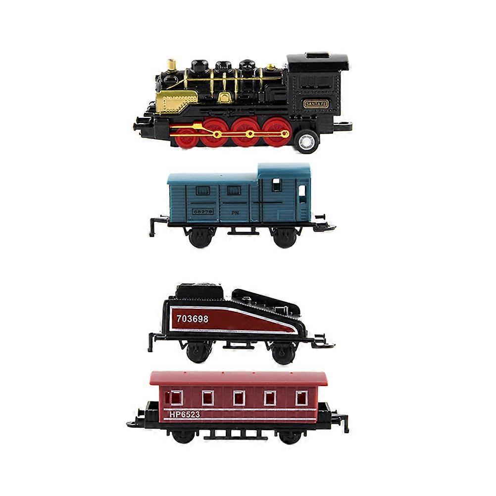 Steam Train Toy Pull Back Alloy Model Train Set for Decoration 4Pcs Vehicles