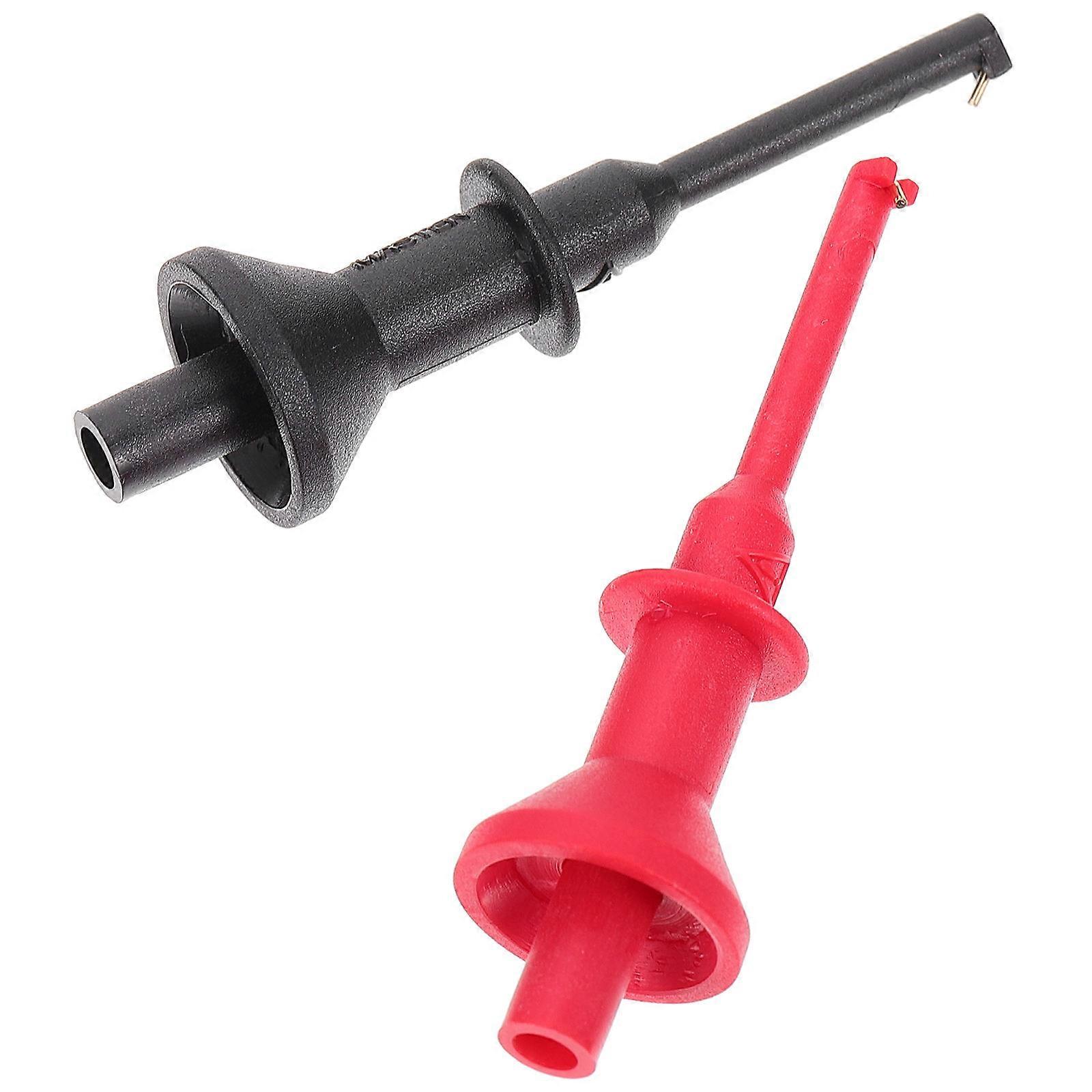 Multimeter Test Hook Clips Electrical Testing Red Black 7.5X2X2CM 2Set