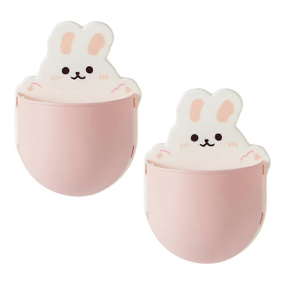 Pink Wall Mounted Storage Rack for Bathroom Use 2Pcs Set