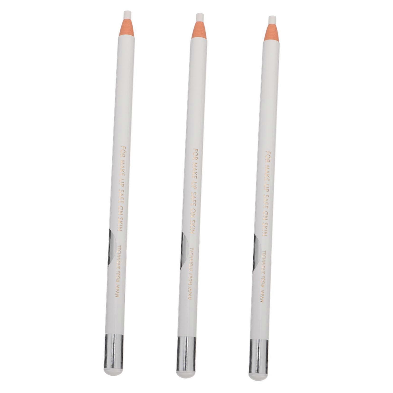 3pcs White Eyeliner Pencil with Precise Fine Tip, Smudge Resistant Multiuse Eyebrow and Eye Makeup Tool