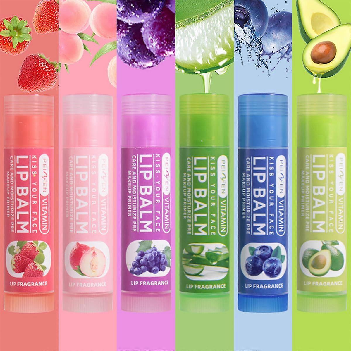 Color Changing Tinted Lip Balm Set 6 Pcs with Long Lasting Gloss and Deep Hydration