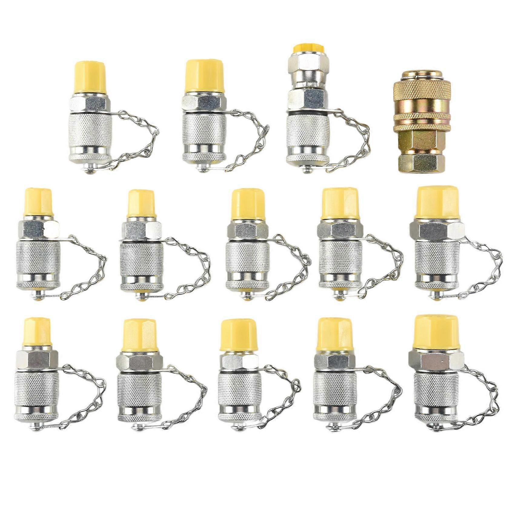 14Pcs Hydraulic Pressure Test Point Testing Coupling Adapter Set for Hydraulic System Kit