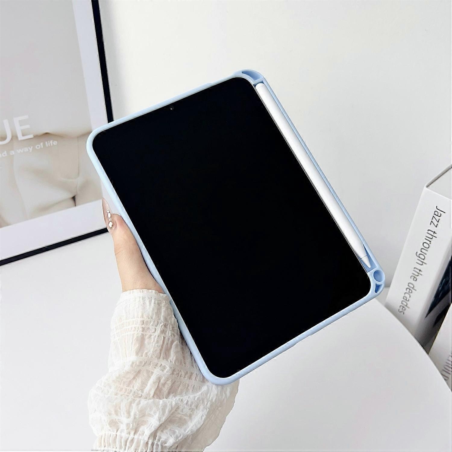 For iPad mini (2024)/(2021) Case Solid Color TPU Tablet Cover with Pencil Holder