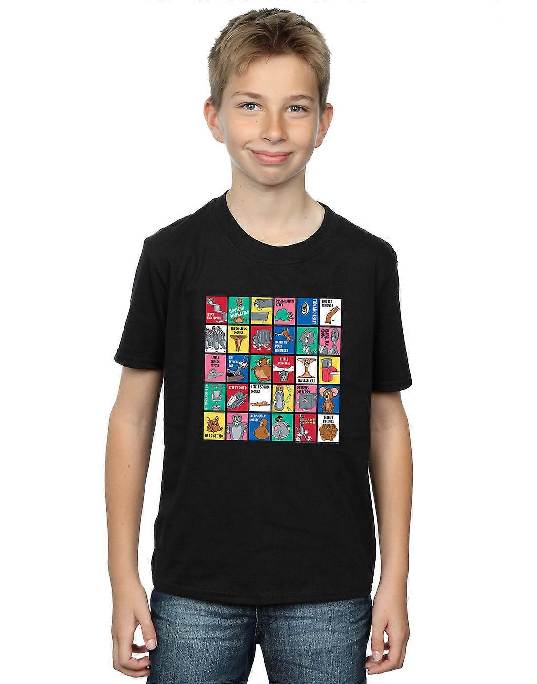 Tom And Jerry Boys Grid Squares T-Shirt
