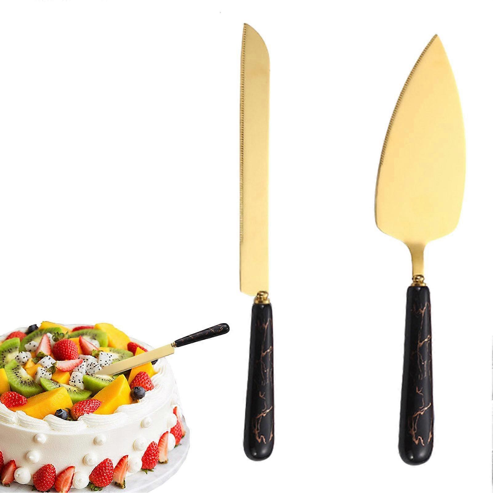 Cake Cutting Set with Ergonomic Ceramic Handle, Stainless Steel Wedding Cake Server Knife