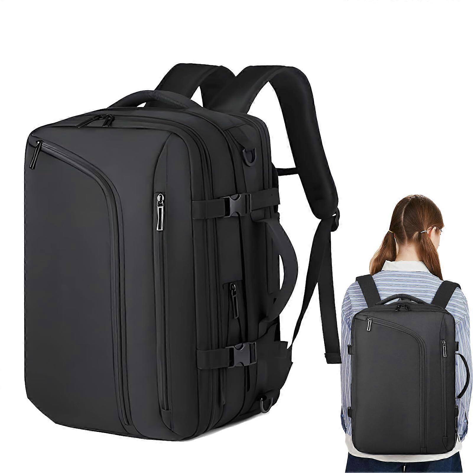 Waterproof Travel Backpack with Vacuum Compression, Expandable CarryOn Luggage for Long Trips