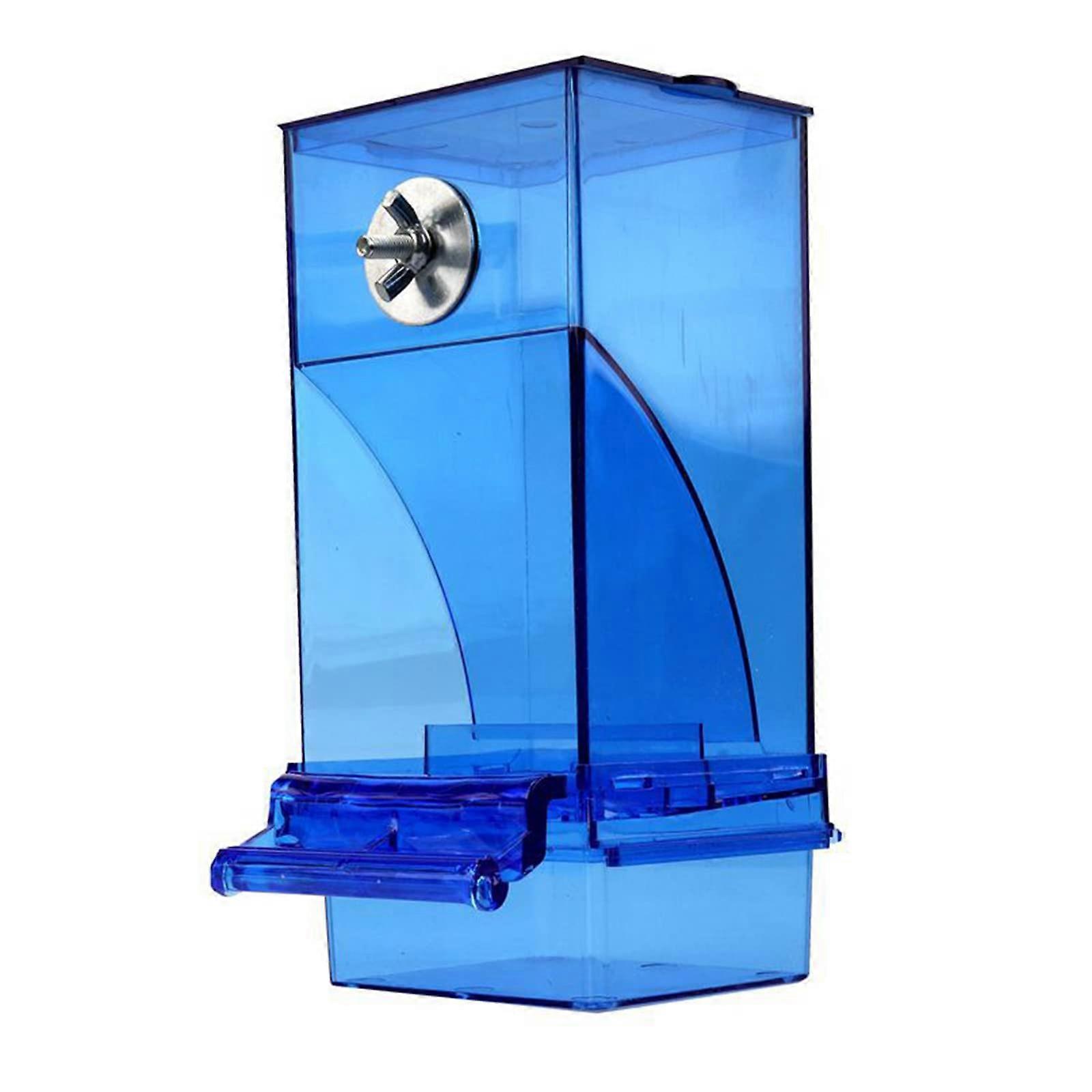 Bird Cage Feeder Automatic No Mess Splash Proof Easy Refill with Perch Blue