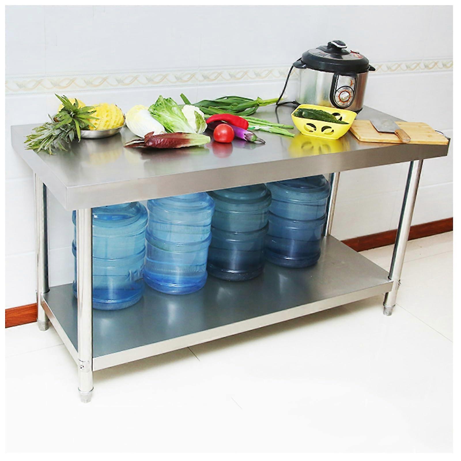 304 Stainless Steel Work Table with Adjustable Height Legs for Restaurant Kitchen Prep 23.6x23.6in