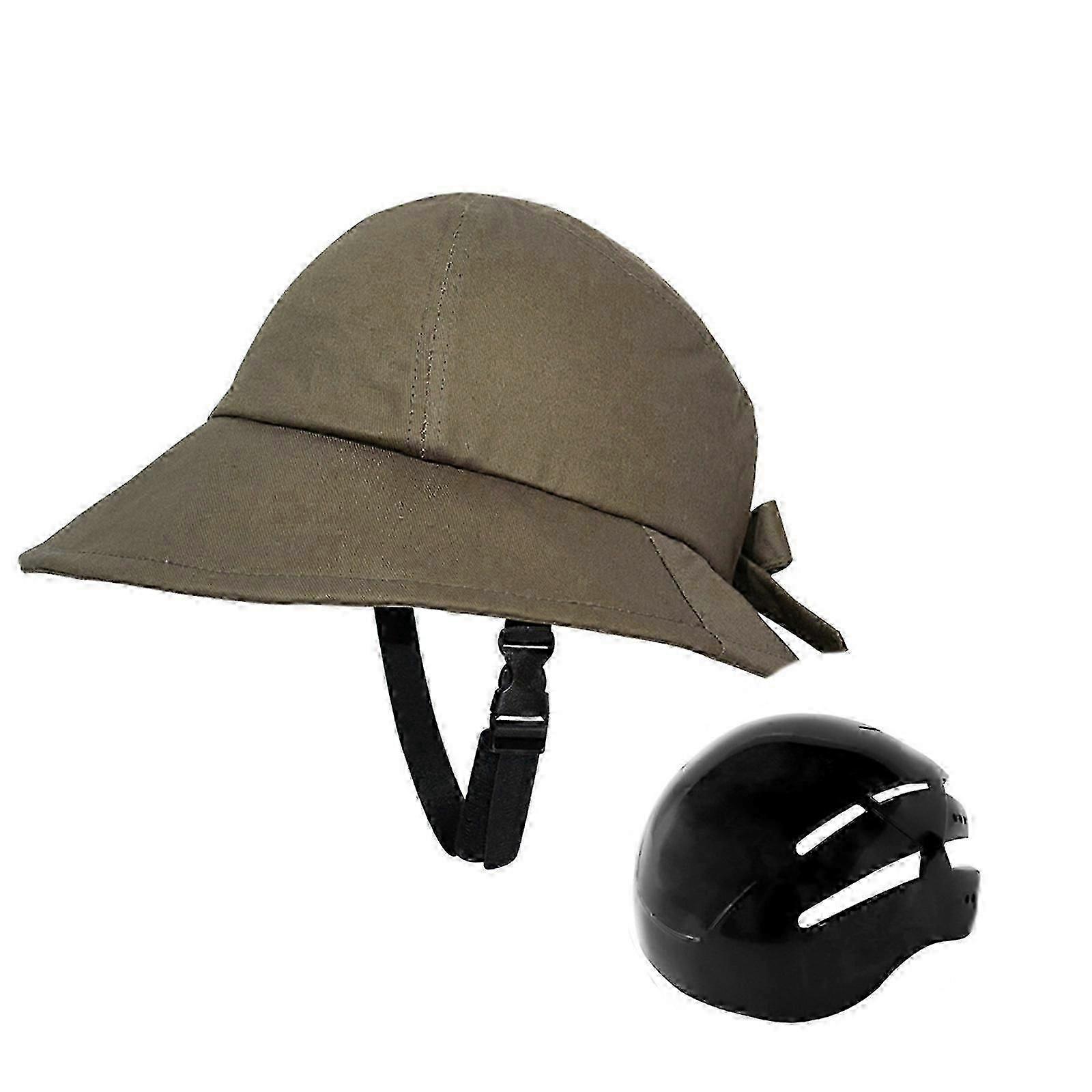 Women's cycling helmet with hat design in blue