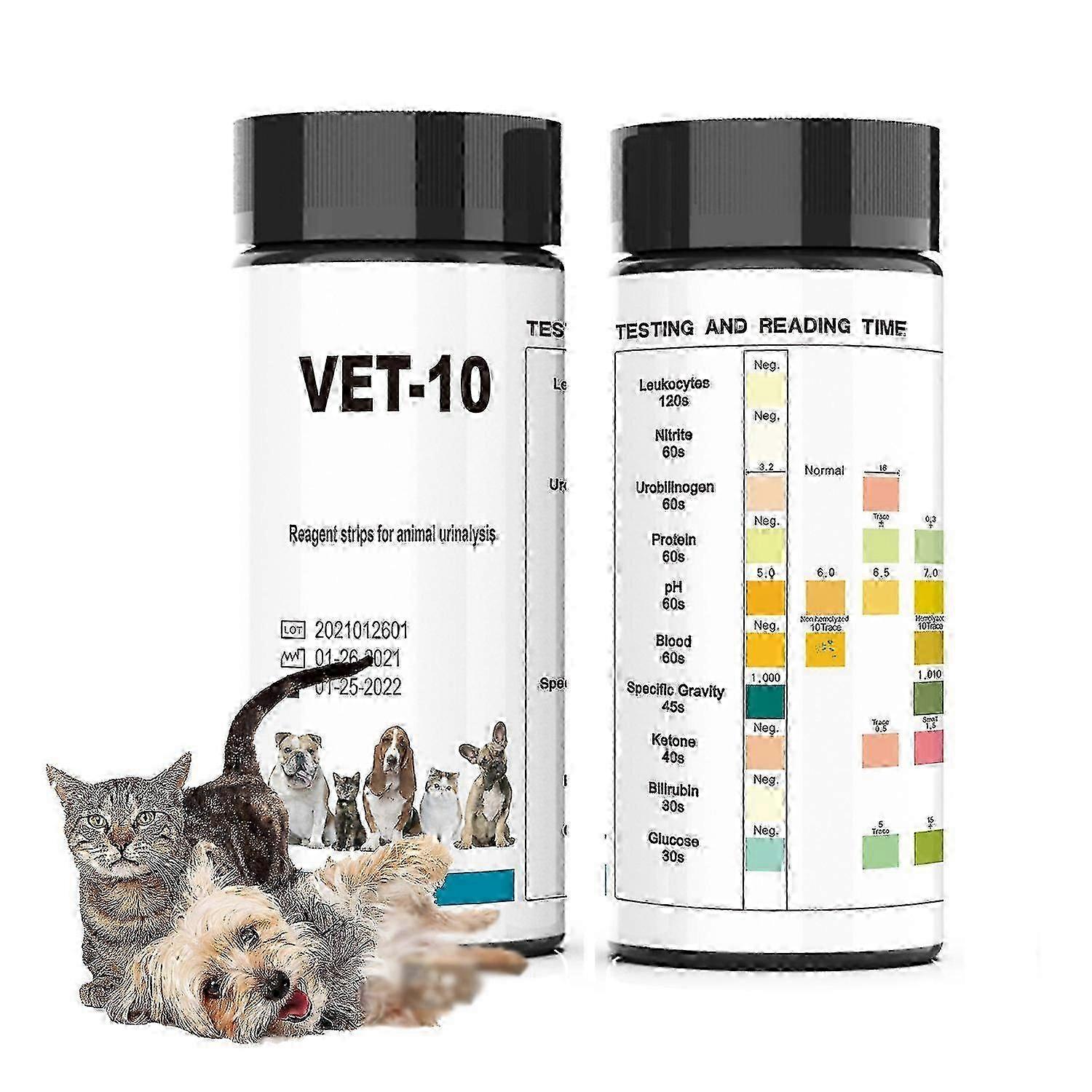 Pet Urine Testing Strips, 100 Urinalysis Parameter Tests for Dogs,Cats,Vets, Accurate Testing for V