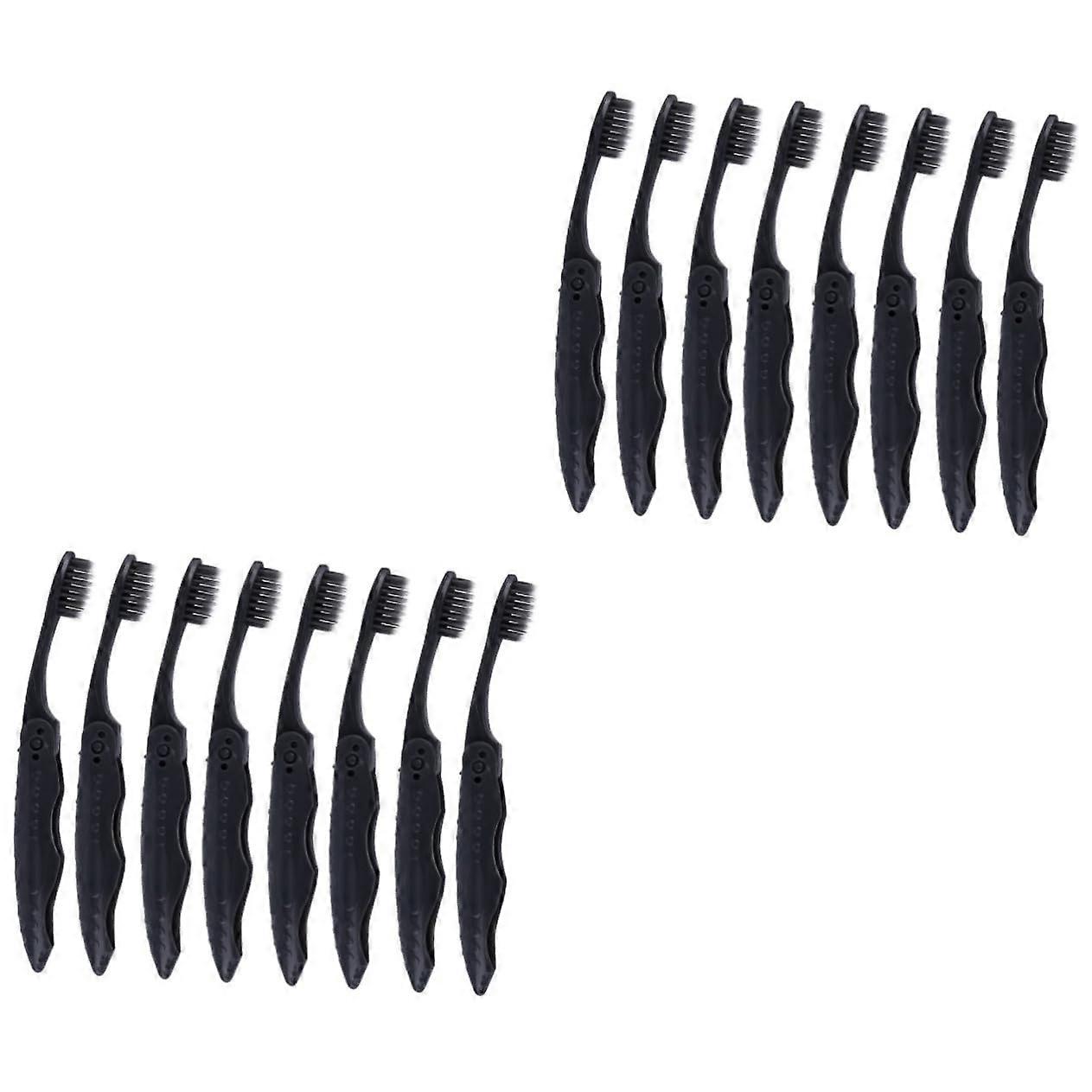 2 Sets Compact Folding Travel Toothbrush with Charcoal Bristles for Camping 8pcs