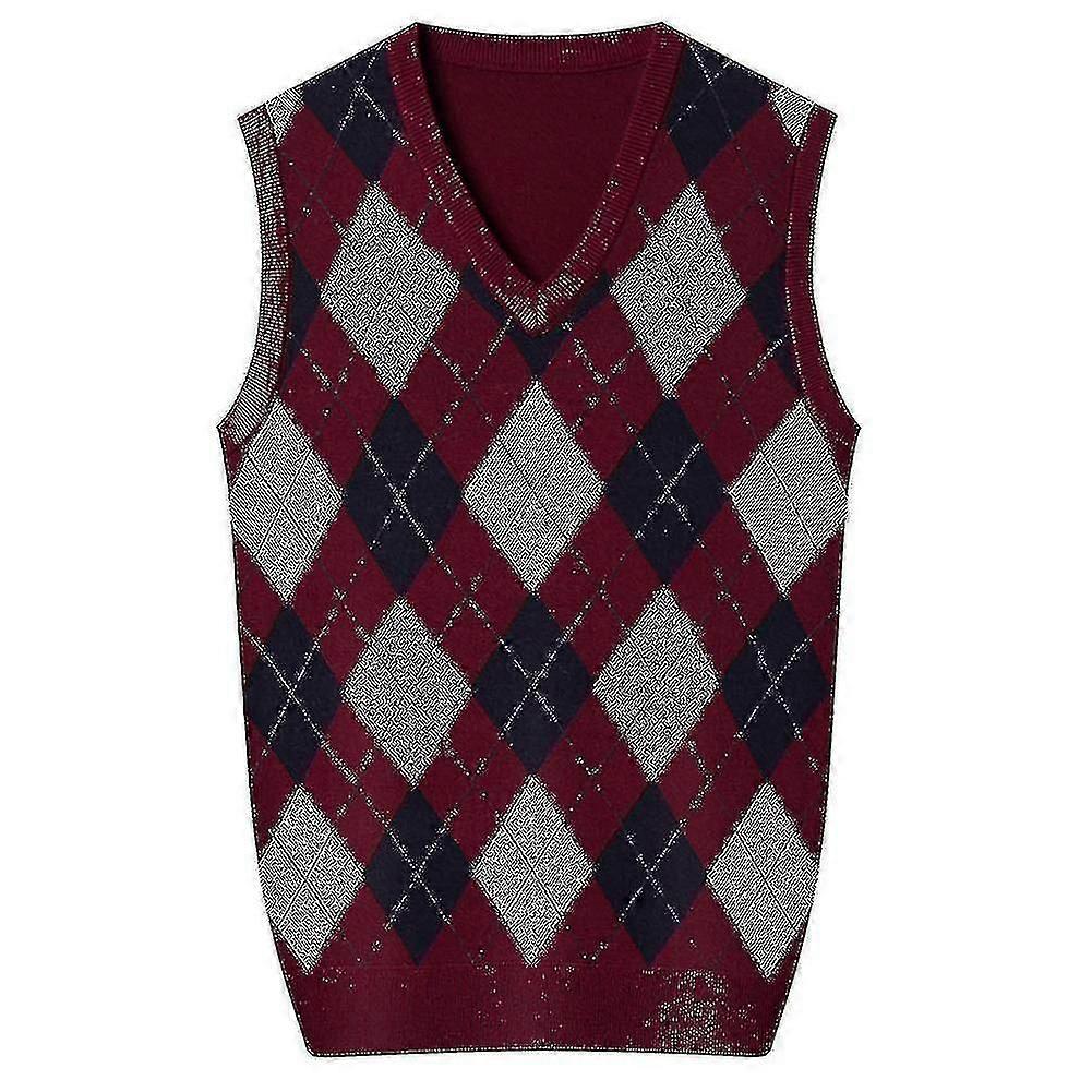 Mens Cashmere Pullover Wool Blend Sleeveless Knit V-neck Sweater