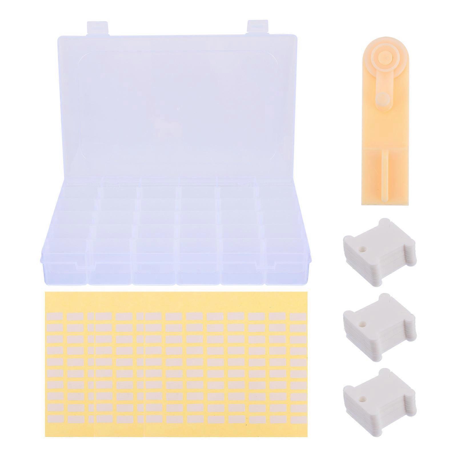 Plastic Floss Bobbin Winder for DIY Cross Stitch Storage Box 1Set