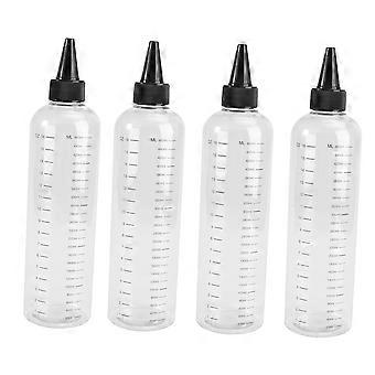 4 botellas de plástico de 500 ml con aplicador de tinte para el cabello y boquilla puntiaguda para una dispensación precisa de líquidos.
