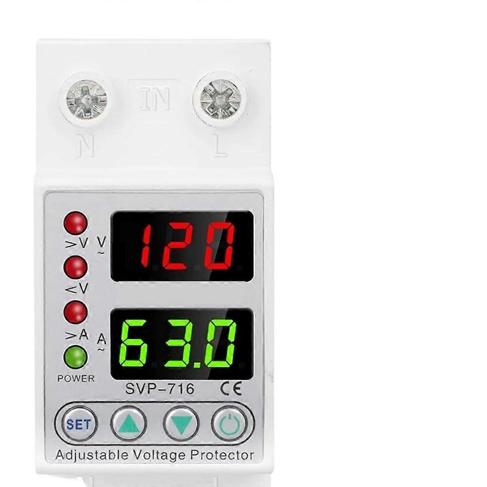 Voltage Protection Device 120V 40A DIN Rail Dual Display Adjustable Over Under Voltage Protector