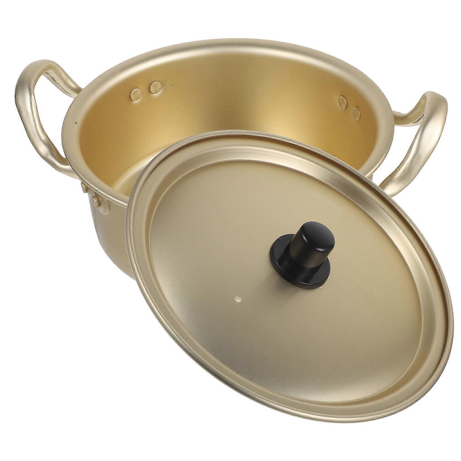 Golden Aluminum Cooking Pot for Open Fire Heating Practical Stew