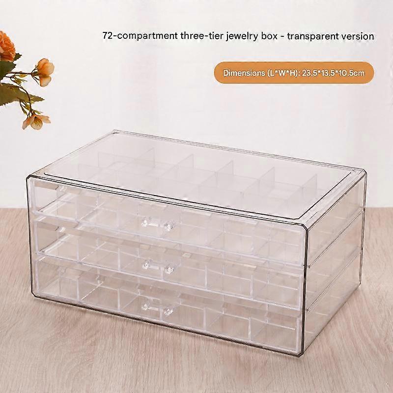 Earring & Necklace Storage Box, Multi-layer Transparent, Large Capacity