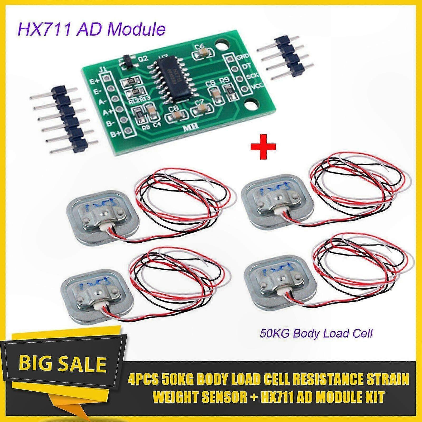 4-Piece 50kg Weight Load Cell Set with HX711 Amplifier Module