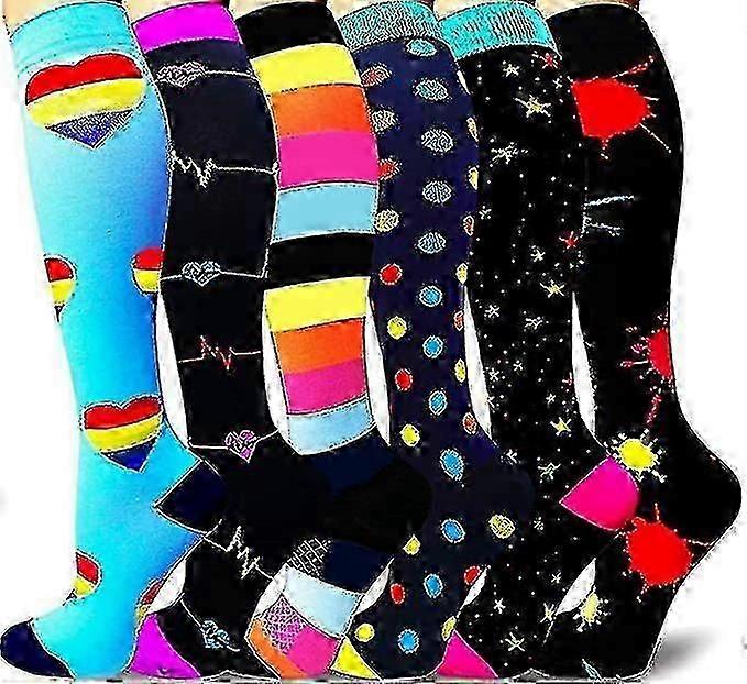 Circulation Support Compression Socks - 6 Pairs for Running & Cycling