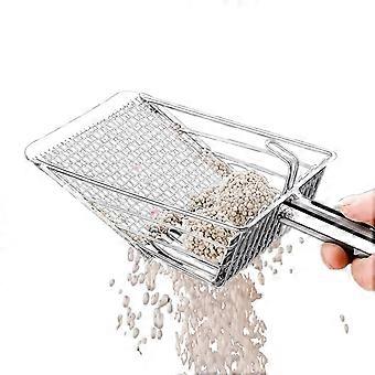 Metal Cat Litter Scoop with Hook, Ergonomic Grip and DualZone Sifting for Easy Cleaning