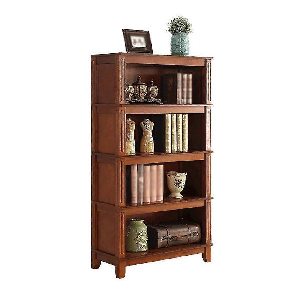 Solid Wood Bookshelf Compact MultiLayer Storage for Living Room or Small Office Corner