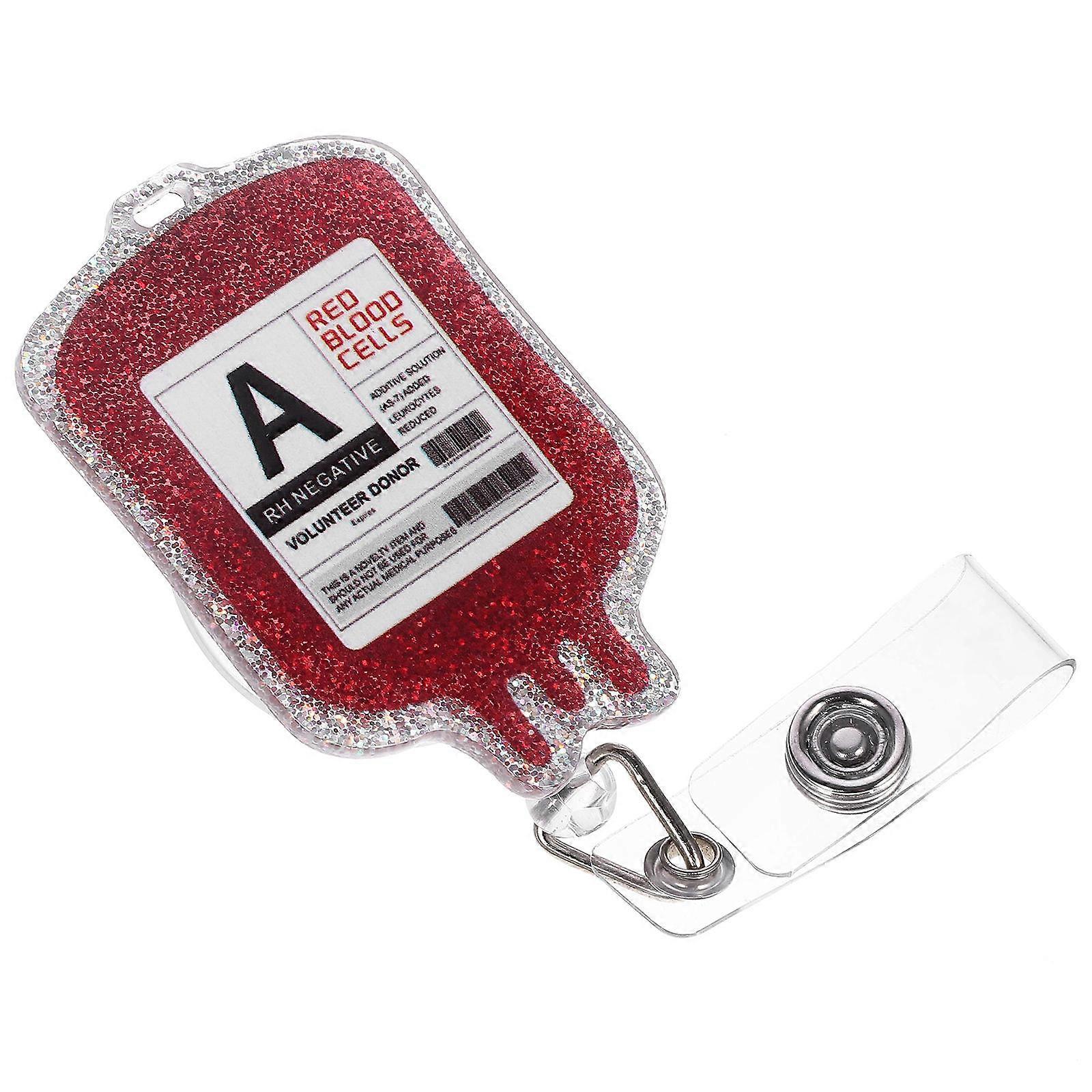 Easy Pull Badge Clip Multi-Function Badge Holder for Nurse Red Acrylic