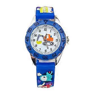 Relógio de pulso infantil de desenho animado com adorável design 3D para uso diário, feito de silicone azul (1 unidade).