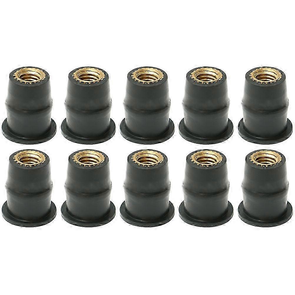 Motorcycle Windscreen Fixing Nut 10Pcs Hexagonal Black Rubber For Mechanics Use